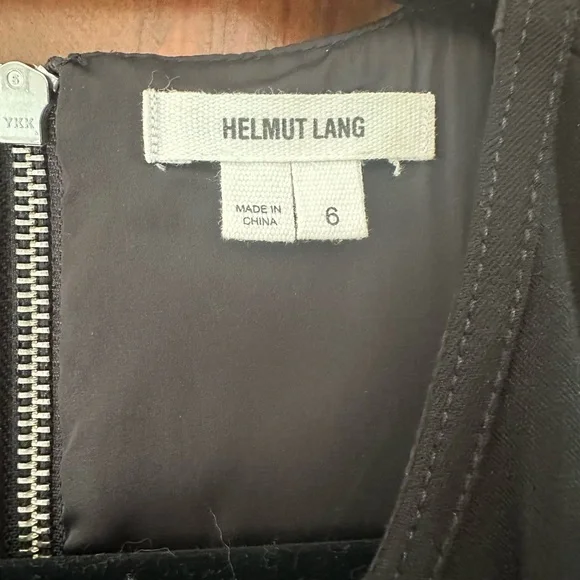 Helmut Lang Black Compress Mesh Trim Cutout Twill Sleeveless Dress - Picture 4 of 8